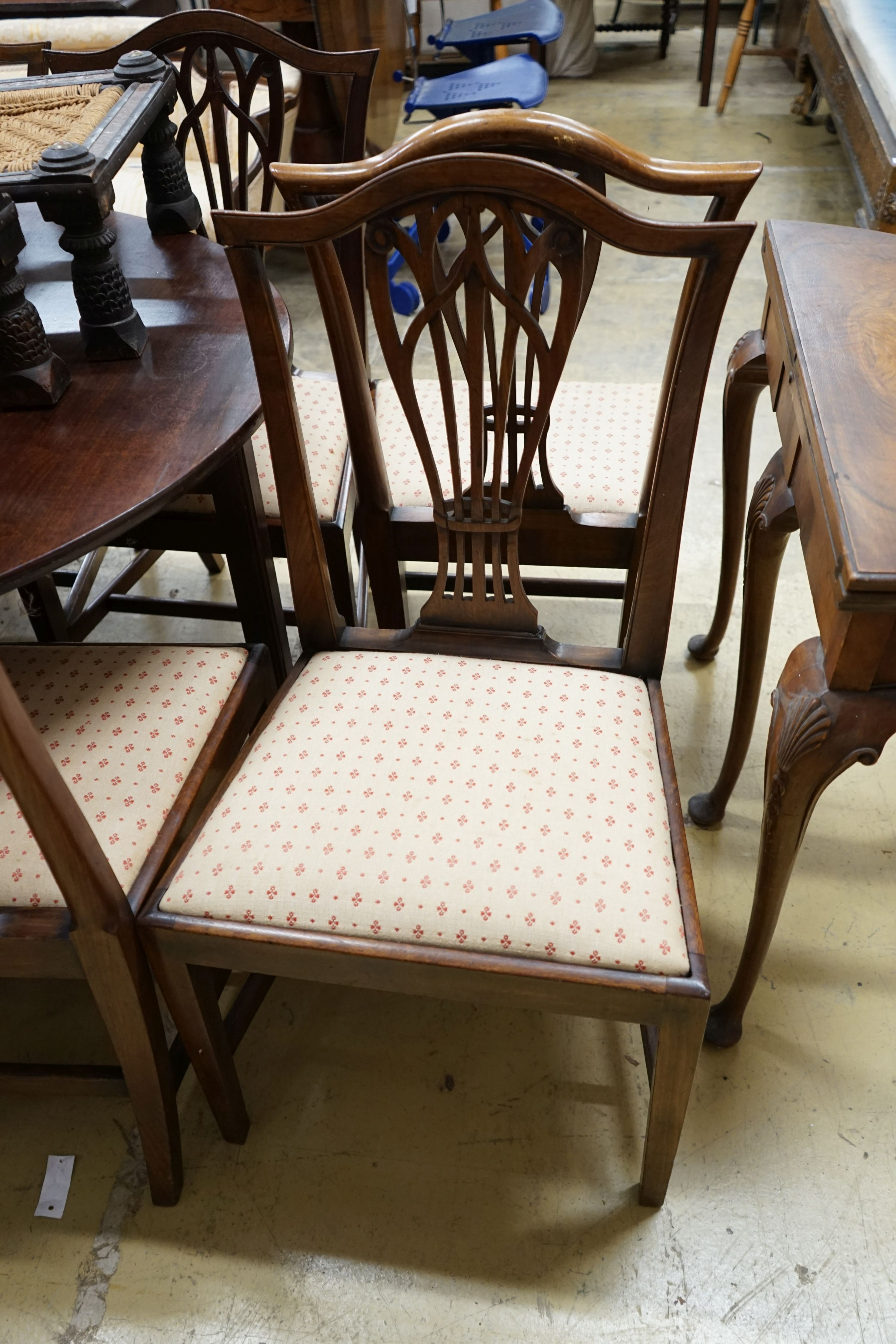 A pair of Chippendale revival mahogany elbow chairs, width 60cm, depth 50cm, height 102cm